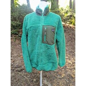 Patagonia Retro X Deep Pile Fleece Full Zip Jacket Green Youth XL